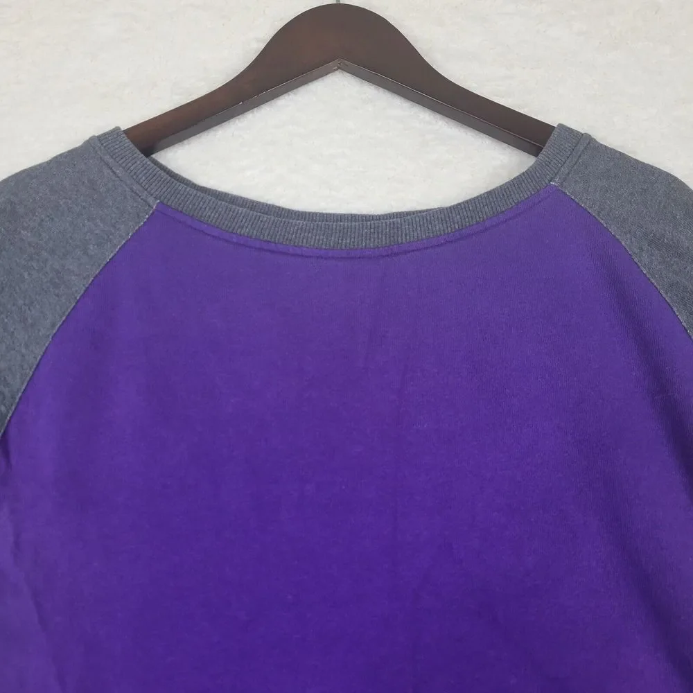 Adidas Sweatshirt Womens XS Purple Gray Long Sleeve Stretch Pullover - Picture 2 of 10